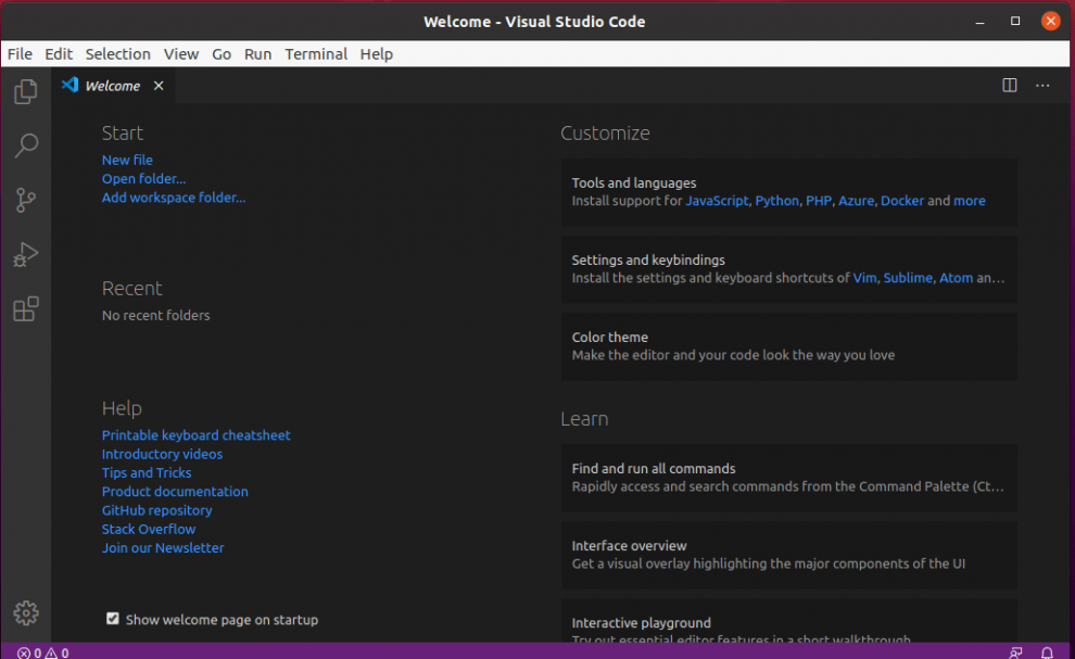 node visual studio code linux mint